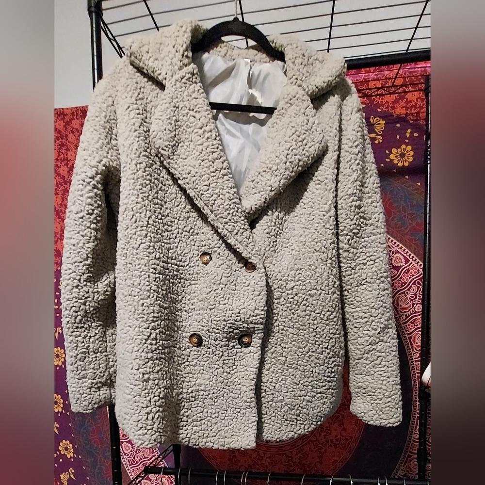 Source Unknown Cream Teddy Jacket